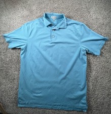 Peter Millar Summer Comfort Golf Short Sleeve Polo Men Large Blue Gray Stripe