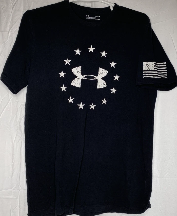 Under Armour Men's T-Shirt Medium Short Sleeve Freedom Flag Logo UA Tee