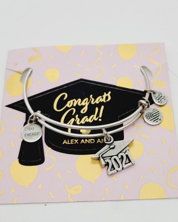 Alex and Ani 2021 Graduation Cap Charm Bracelet in Rafaelian Silver OSFM Bangle