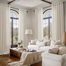 Naturoom Beige Linen Curtain 96 Inches Long 1 Panel Back Tab Rod Pocket Light Fi