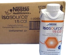 Case 24 Nestle Isosource 1.5 Cal Tube Feeding Formula Unflavor 8.45oz Exp 3/2026