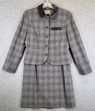 Vintage Pendleton Skirt Suit Womens 10P Petite Glen Check Plaid Wool 80s 90s USA