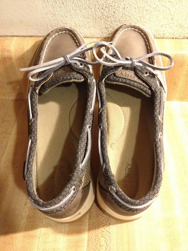 Sperry Womens 7M Angelfish Blue Gray Leather 1-Eye Slip On Boat Moc Loafer - Picture 9 of 13