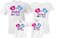 Pink or Blue Gender Reveal Family Funny matching cute T-Shirts