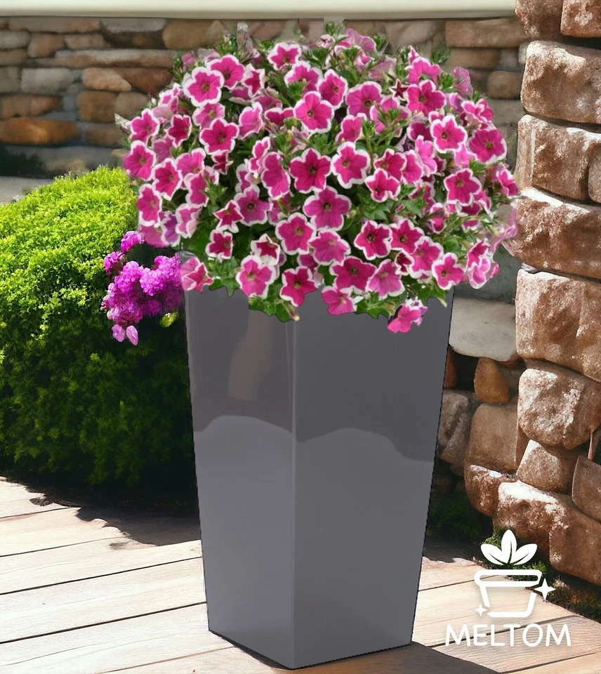 Blumenkübel Pflanzkübel Eckig Hoch Hochglanz Blumentopf 75cm mit Einsatz Groß - Bild 4 von 4