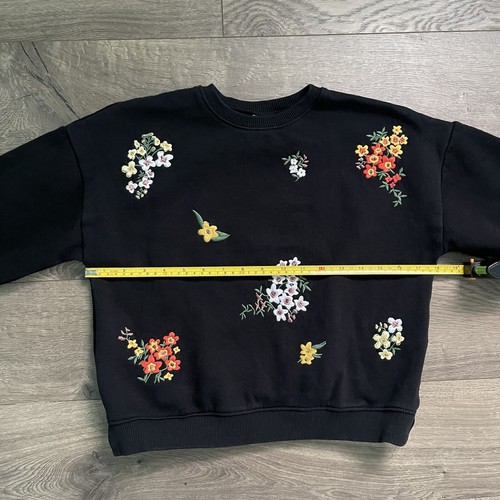 ZARA Kids Floral Embroidered Girls Size 9 Black Sweatshirt - Picture 8 of 8