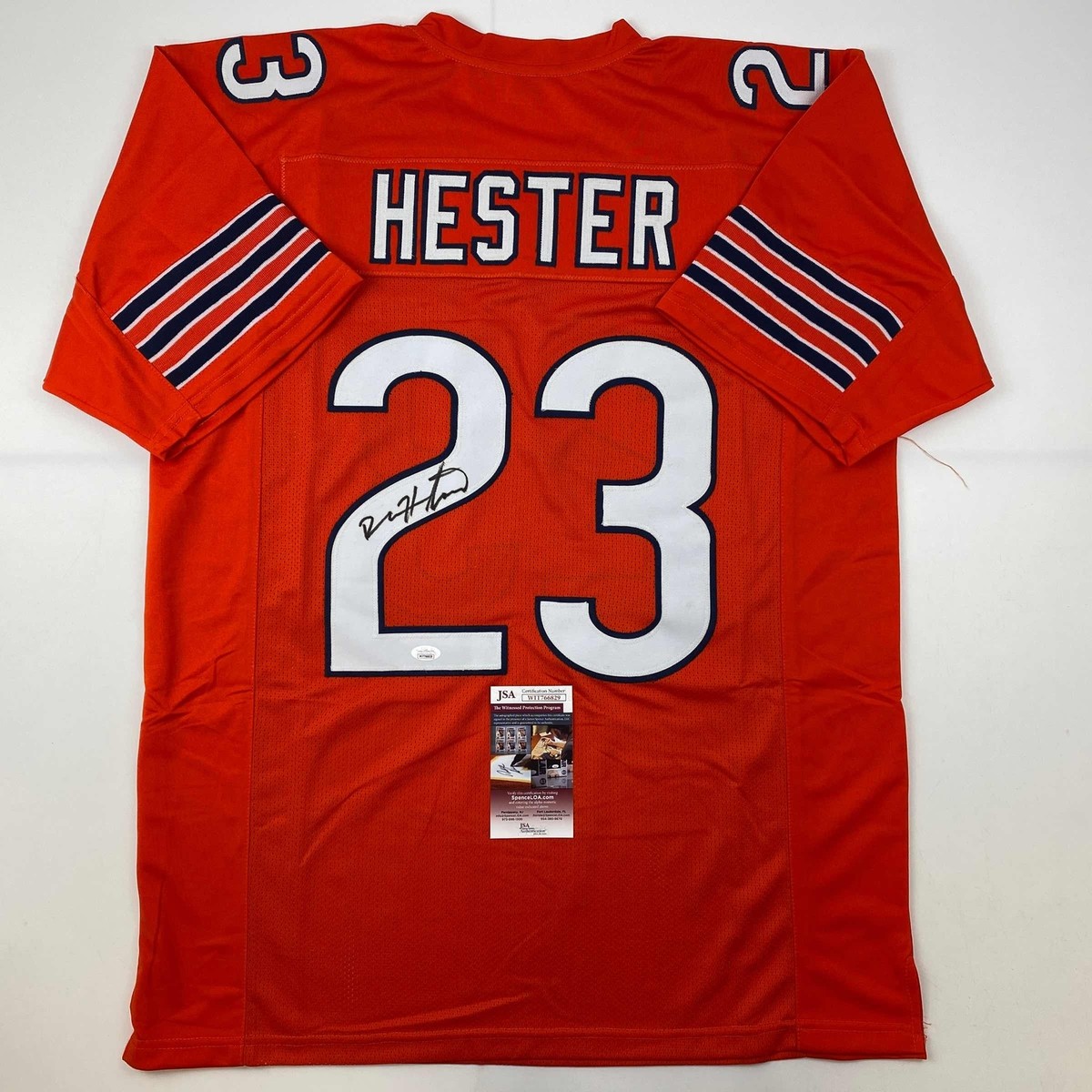Autographed/Signed Devin Hester Chicago Orange Football Jersey JSA
