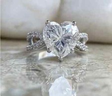 2Ct Heart Cut Lab Created Diamond Women's Engagement Ring 14k White Gold Plated