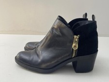 Stivali donna Zara Trafaluc neri in pelle/camoscio con zip tacco a blocco UK 5 EUR 38 B159