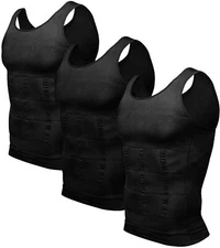 Mens 3 Pack Body Shaper Slimming Tummy Vest Compression Shirt Tank Top Shapewear