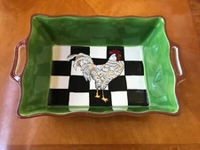 Home Essentials And Beyond Checkerboard Rooster Collection Large Baking Dish