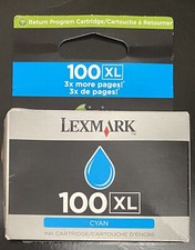 LEXMARK 100 XL Cyan Ink Genuine OEM Printer Cartridge Sealed NIB Factory Sealed