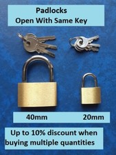 Padlocks With Same Key - Solid Brass 40mm or 20mm - Keyed Alike / Same Keys
