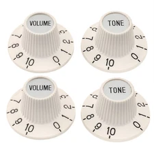 Musiclily Pro Aged White Inch Hat 2 Volume 2 Tone Guitar Amp Effect Pedal Knobs