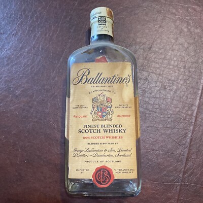 Vtg scotch whiskey Whisky bottle display Advertising Ballantines 4/5 Quart Empty