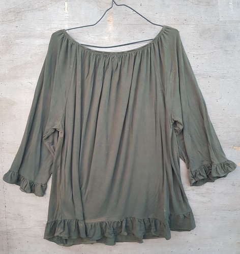 Threadz Womens Blouse Tunic Top Size 3XL Olive green 3/4 Sleeve - Picture 12 of 13