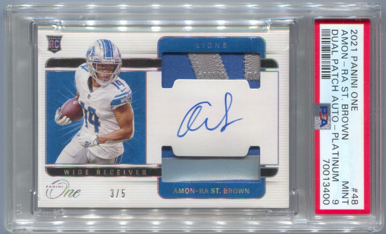 Amon-Ra St. Brown Panini One #48 Dual Patch Autograph-Platinum