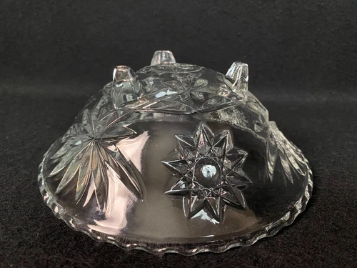 Vintage Anchor Hocking Clear Glass Star of David Footed Bowl 6 3/4”