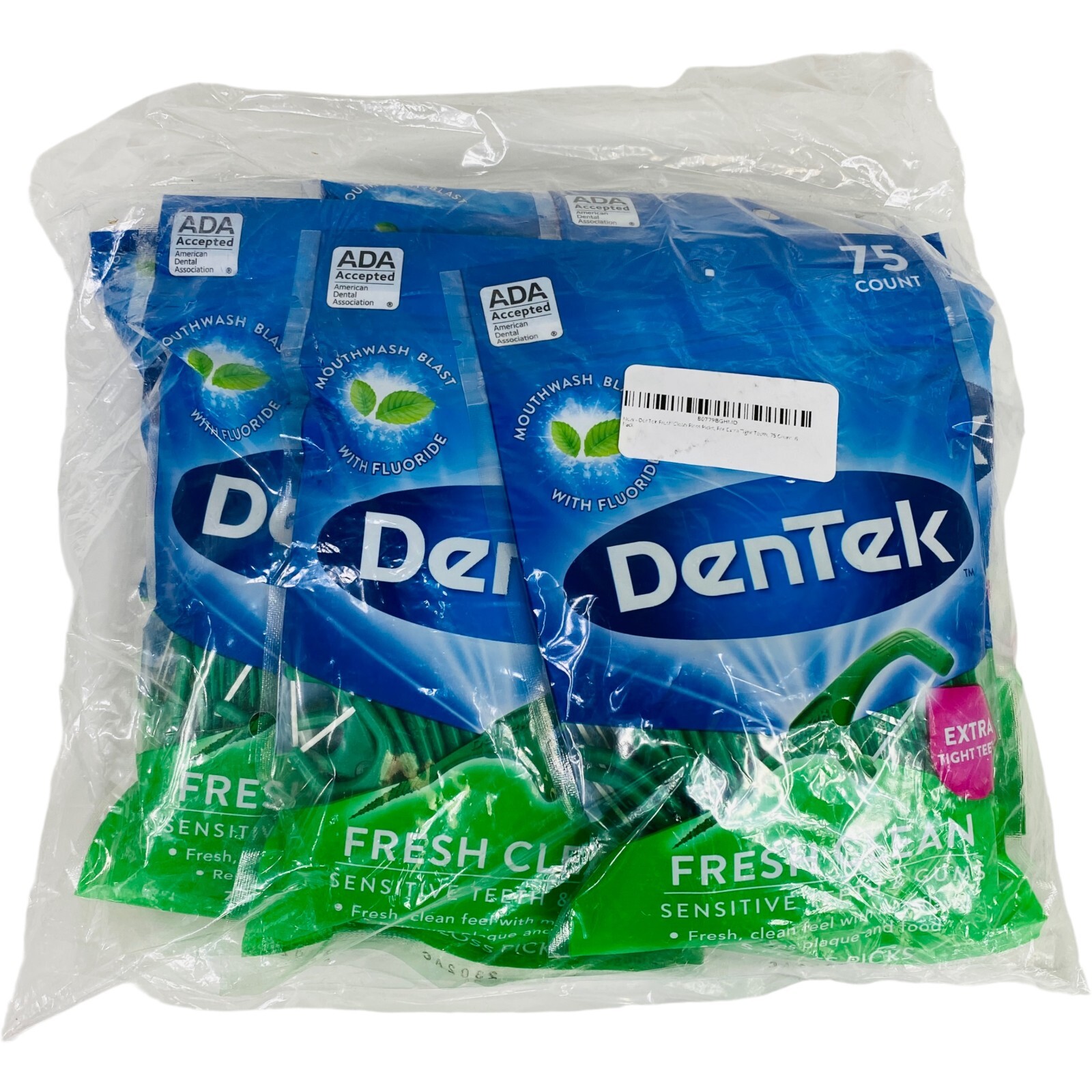 DenTek Fresh Clean Sensitive dientes y encías hilo dental selecciona 75 ct cada bolsa (paquete de 6)