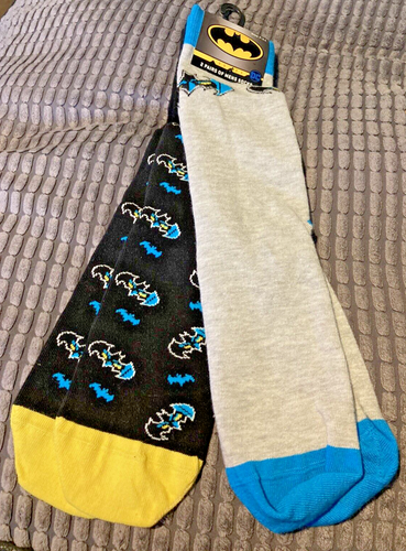 BNWT New 2 Pairs of D.C. Comics Batman Socks - Grey & Black - Men’s - Size 7-11
