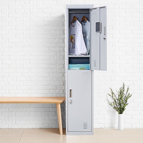 2-Door Vertical Locker for Office Gym Shed School Home Storage - Picture 8 of 10