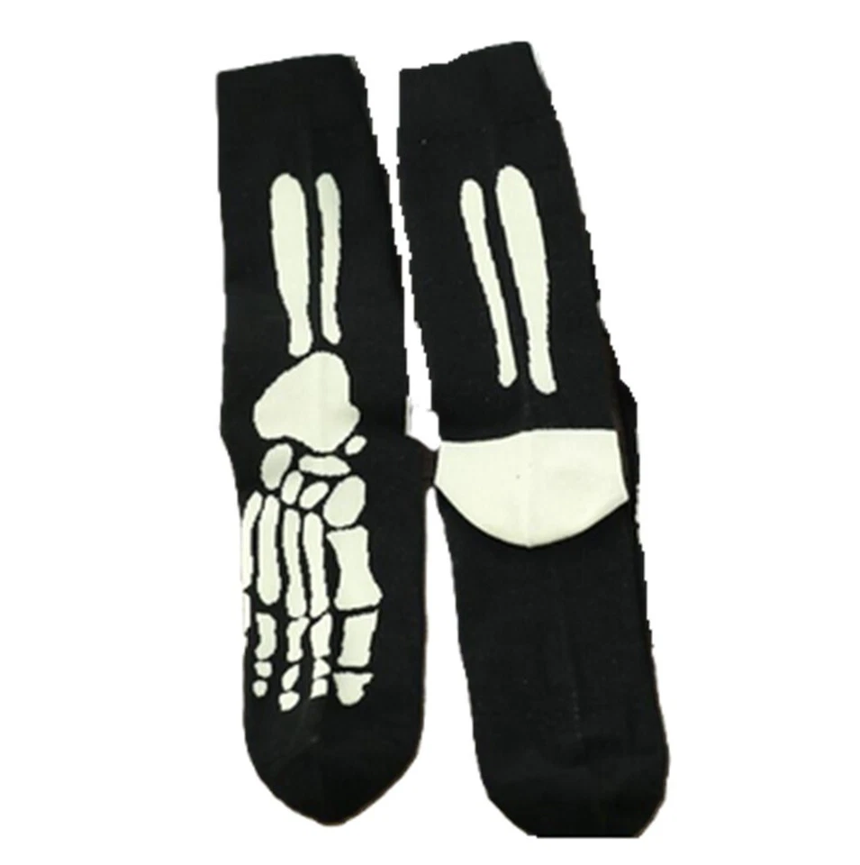 Funky Retro Black SKELETON FEET BONE CREW SOCKS Novelty Cosplay Goth Punk Unisex - Image 3 of 4