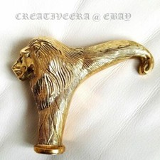 Vintage Antique Designer Wooden Brass Lion Head Only Handle for Walking Cane