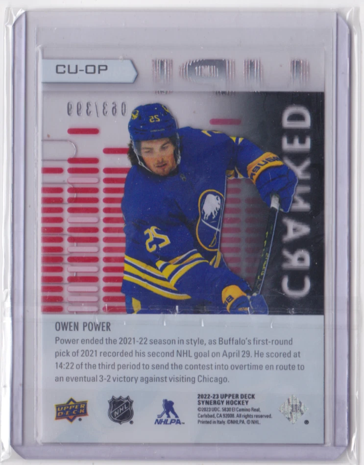 2022-23 UD SYNERGY CRANKED UP! RED PARALLEL 63/399 OWEN POWER #CU-OP SABRES - Image 2 of 2