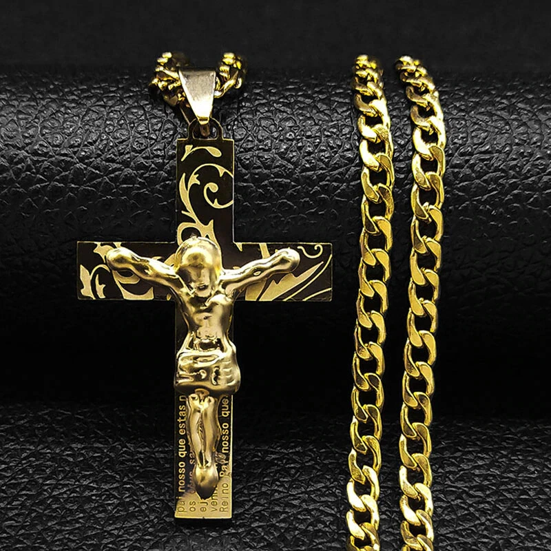 Collar con Crucifijo ® Cadena de Oro 10K Para Hombre Mujer Unisex Joyería Fina Foto 3 de 4