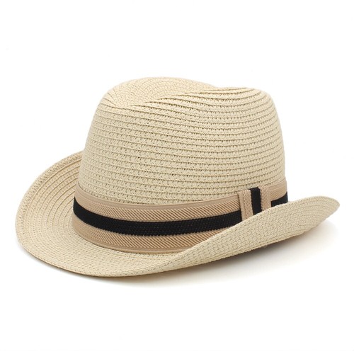 Herren Damen Sommer Stroh Homburg Hüte Retro Fedora Sonnenhut Jazz Caps 7 1/8-7 3/4 - Bild 16 von 17