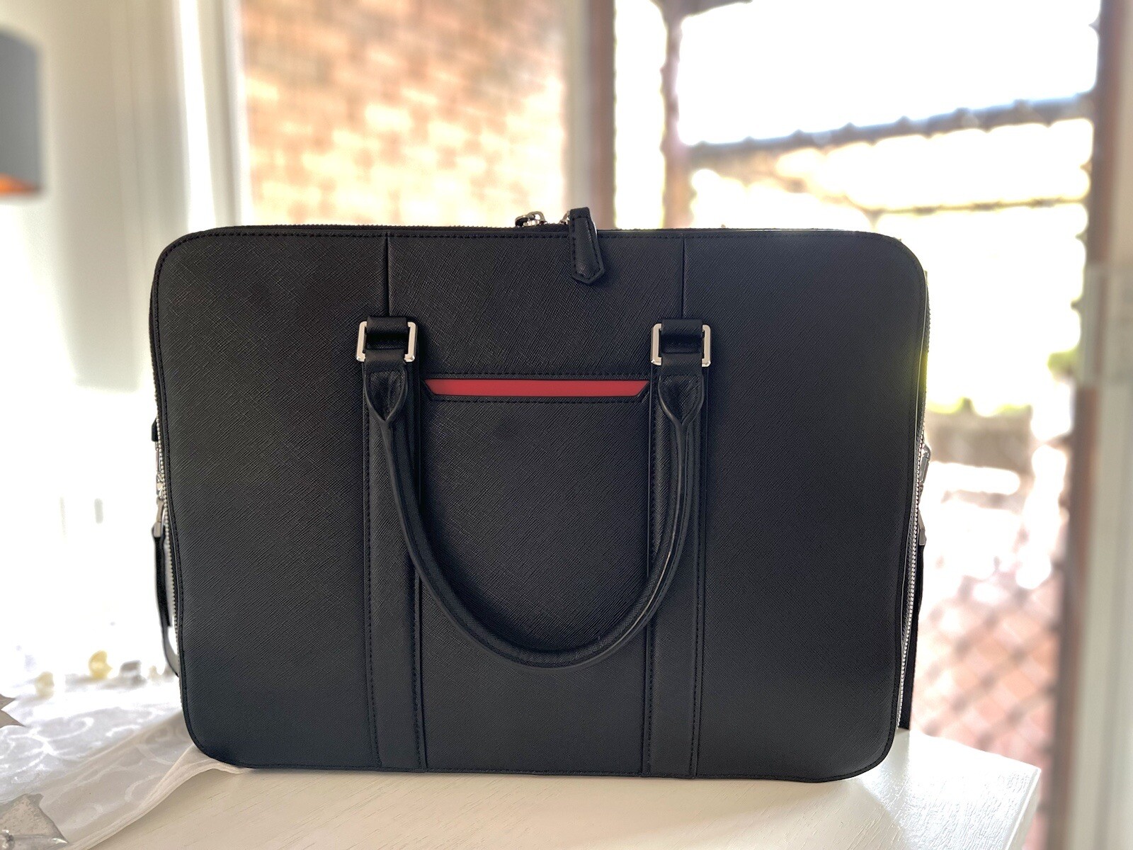 Maverick and Co Manhattan DoubleZip Leather Briefcase eBay