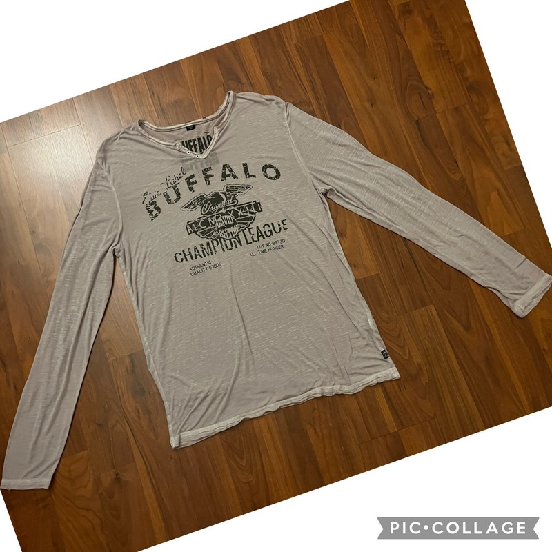VINTAGE BUFFALO DAVID BITTON sheer, grey, men’s long sleeve 