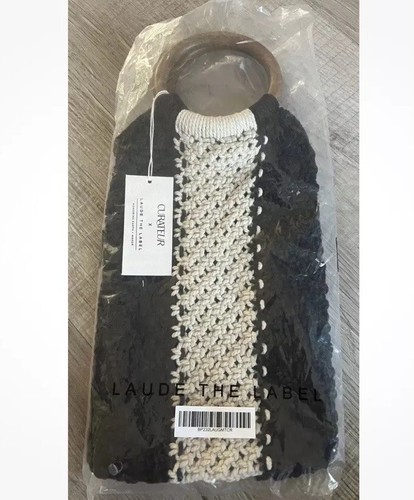 LAUDE THE LABEL Gabby Mini Bolso Macramé Negro Curadora Rachel Zoe Nuevo con Etiquetas - Imagen 11 de 14
