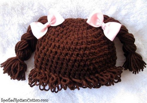 Cabbage Patch Kid Crochet Hat Wig DK 