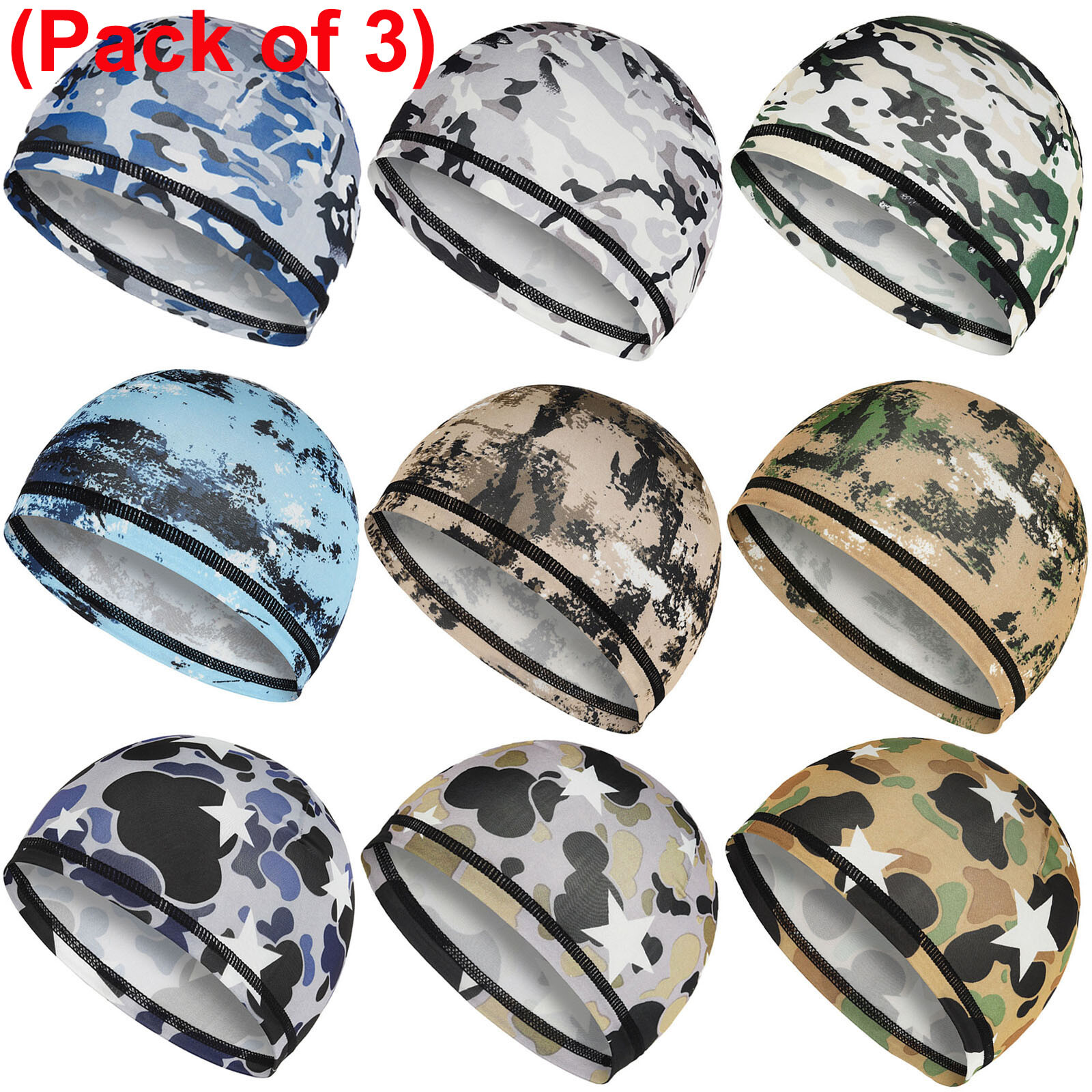3x Gorra Calavera Cúpula de Enfriamiento Absorbe la Humedad Forro Ciclismo Gorro Sombrero