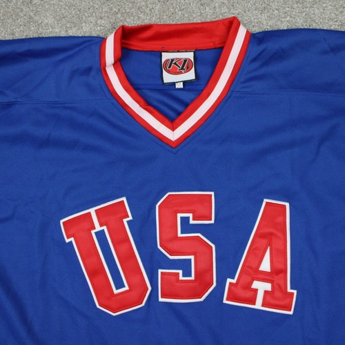 USA Hockey Jersey Mens size 56 Blue/Red/White K1 Stitched Lettering USA Miracle - Picture 5 of 13