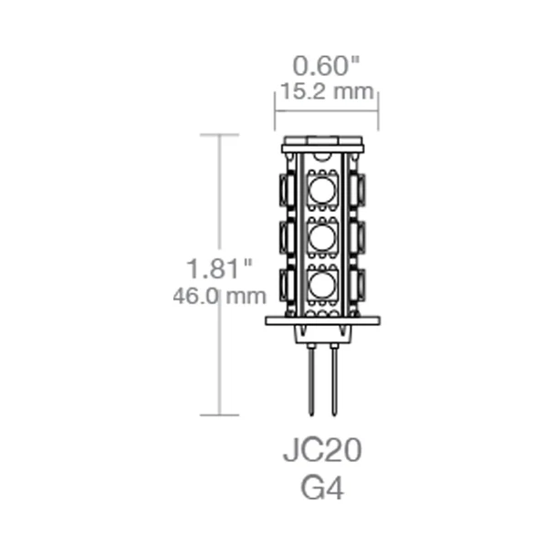 Halco ProLED 80815 JC20/2NW/LED 2.4W G4 Bi-Pin Base 10-24V 5000K LED Miniature - Image 2 of 2