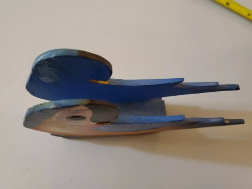 Vintage Wooden Folk Art Napkin Holder Hand Painted Bluebird Bird Robin (EE) - Picture 3 of 5