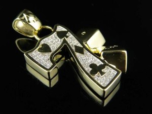 Authentic 0.80ct Cubic Zirconia men Poker Dice Casino Pendant Yellow Gold Plated Silver