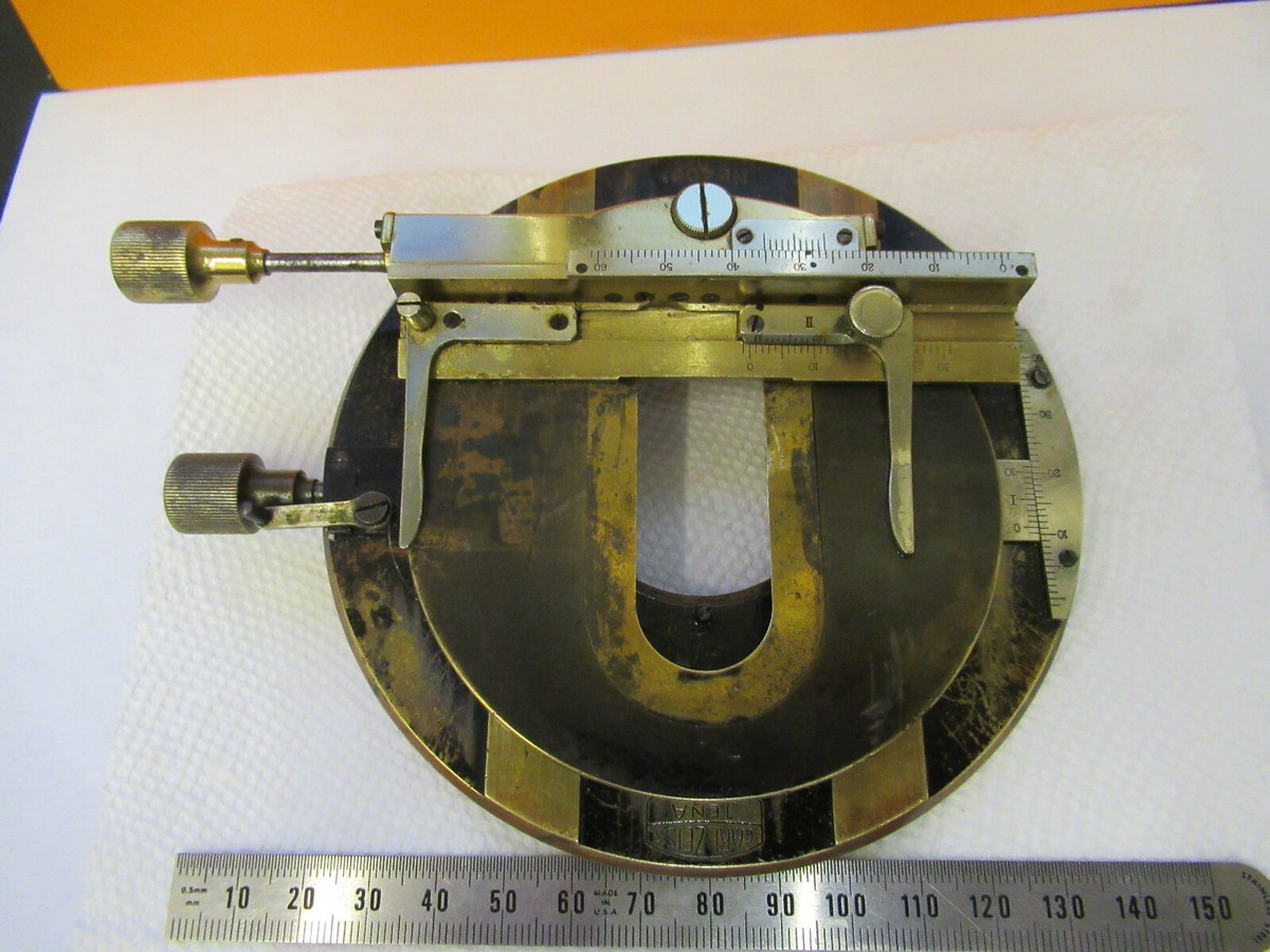 ANTIQUE CARL ZEISS BRASS XY POL STAGE RARE MICROSCOPE PART AS