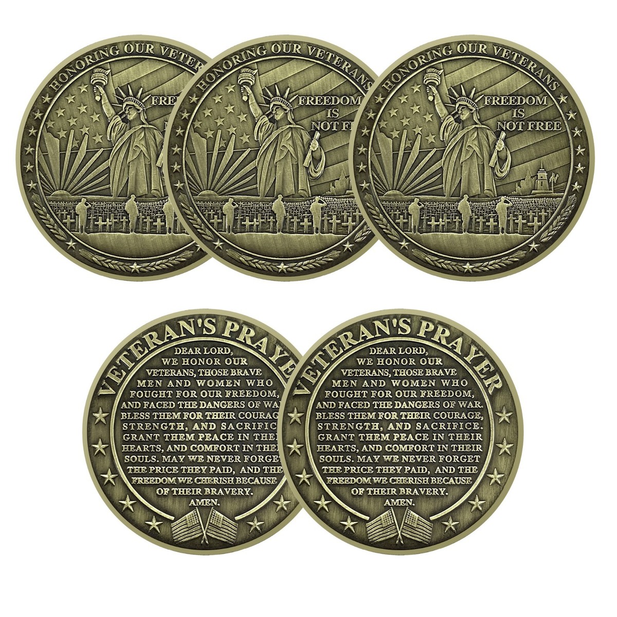 5pcs Military Challenge Coins Veterans Day Gift Thank You for Your 