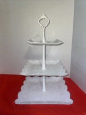 3 Tier Cupcake Stand, Plastic Tiered Serving Stand Dessert Tray for Tea Square