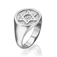 Support Israel with 14K Solid White Gold Star of David Magen Jewish Jewelry