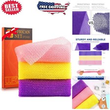 Luxury Exfoliating Sponge Set - 3 Vibrant African Net Sponges for All Skin Types