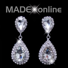 Sparkle Dangle Pear Drop, Tear Drop Earrings, Diamante Bling