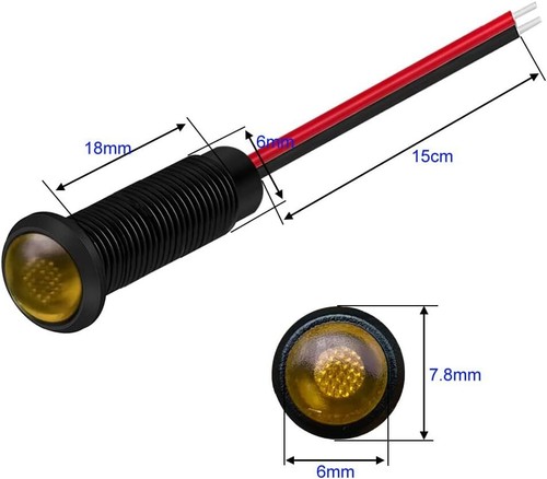 10pcs 6mm 1/4" AC/DC 12-24V LED Metal Indicator Light Waterproof Signal Pilot - Picture 124 of 144