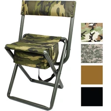 Deluxe Folding Chair with Seat Pouch Travel Chair Camo Military Camping Stool
