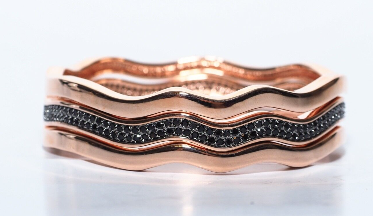 BRONZO ITALIA SET / 3 POLISHED & BLACK SPINEL ROSE-COLOR BRONZE