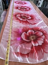 Scarf Large Dark Pink Poppies Rectangular Hand Rolled
