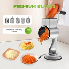 Food Grater Vegetable Rotary Cutter Shredder Carrot Grind Slicer Chopper+5*Blade